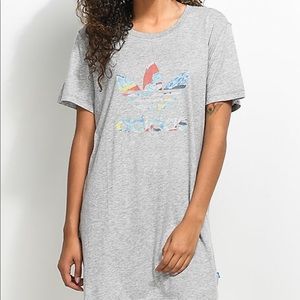 adidas Trefoil Heather Grey T-Shirt Dress